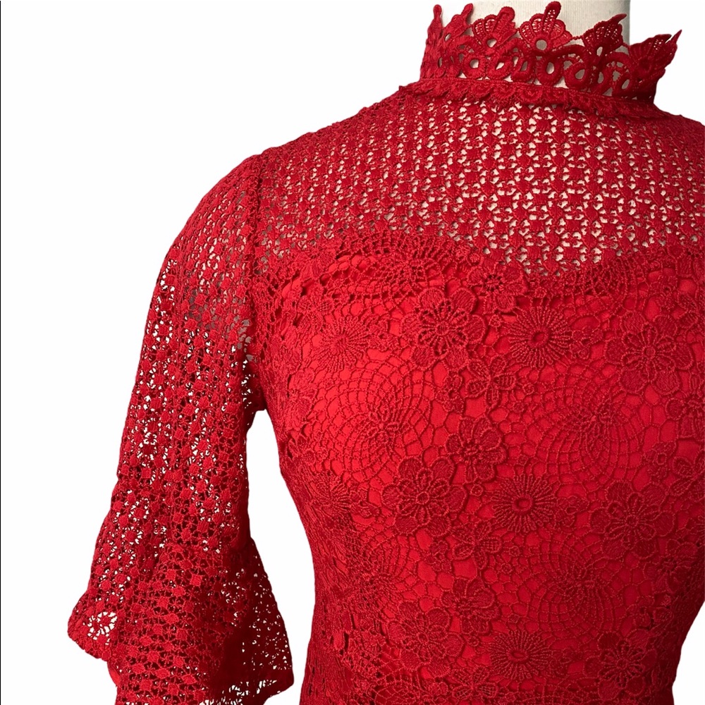Lea & Viola red crochet mini dress sz- xs - Picture 3 of 5